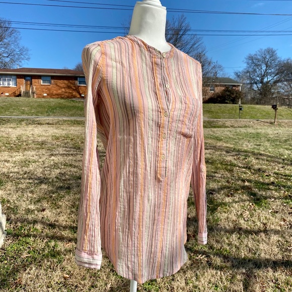 Lucky Brand Tops - Lucky Brand Striped Crinkle Tunic